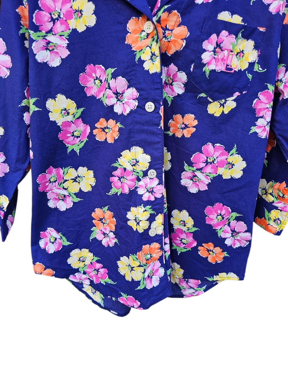 NWT Lauren Ralph Lauren Purple Floral Button Down Sleepwear Top (Only) Size M - Picture 3 of 9